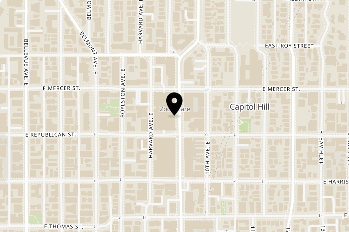 Map showing the location of Local Bigger Burger on 515 Broadway E in Seattle